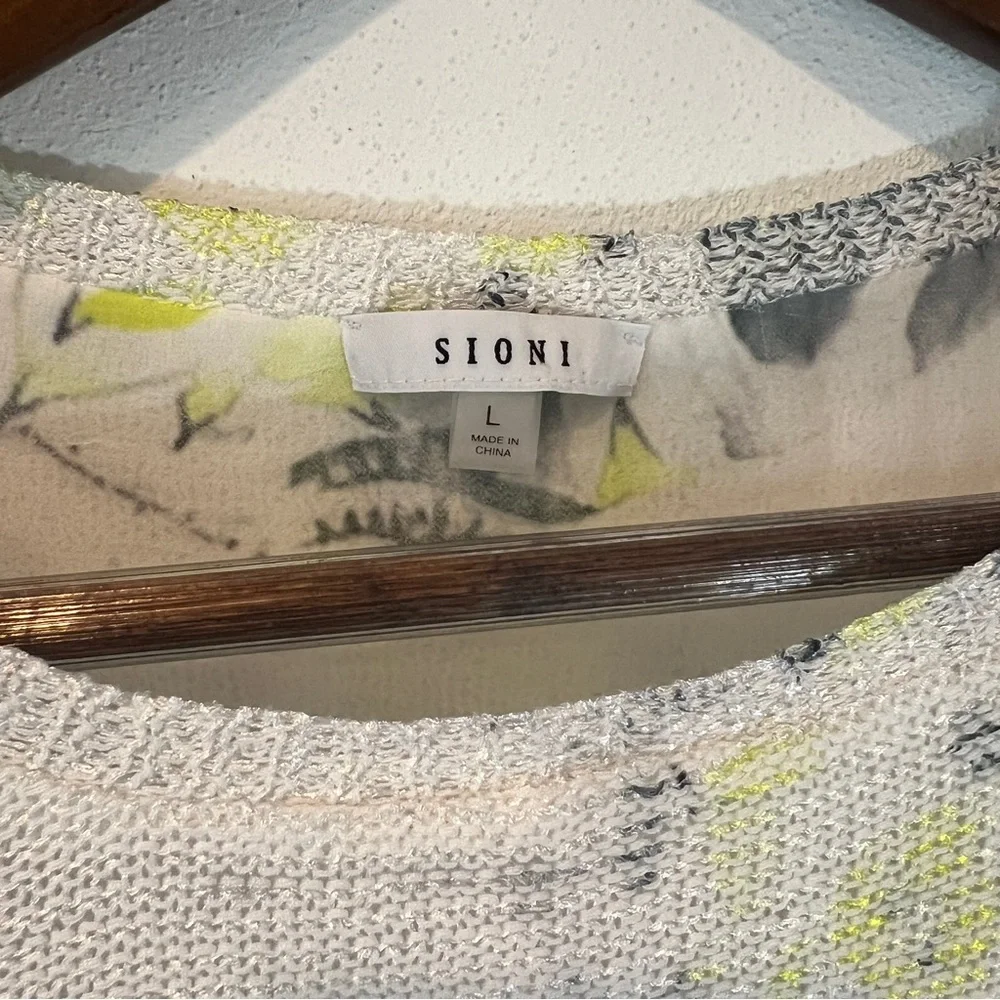 Sioni Lightweight Open Knit Watercolor Floral Layered Long Sleeve Sweater - Picture 5 of 9